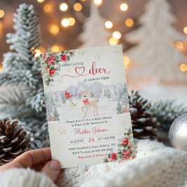 Invitación Navidades de venado de invierno Snowflake Baby Sho