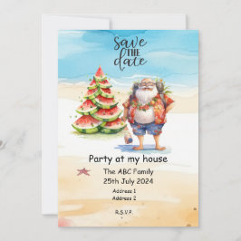 Invitación Navidades De Verano De Santa Claus En Julio