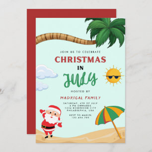 Invitación Navidades de verano modernos en Fiesta de julio
