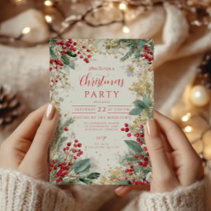 Invitación Navidades de vino escarchado y oro