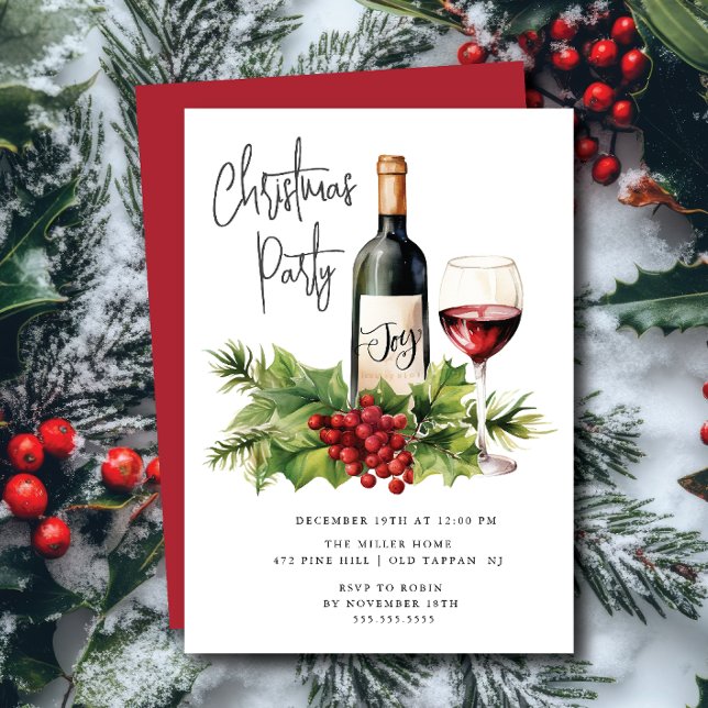 Invitación Navidades de vino festivo Fiesta de cócteles (Subido por el creador)