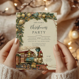 Invitación Navidades de Vintage Steam Train