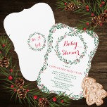 Invitación Navidades de Vintage Wreath Berries en Baby Shower<br><div class="desc">Wreath de color rojo y verde y bayas con ramas rojas y verdes en la parte superior e inferior sobre un fondo blanco para sus Navidades en Baby Shower temática de vacaciones. Haga clic en "personalizar" para modificar colores, estilos y/o tamaños de texto. Diseño por diseños de Holiday Hearts (derechos...</div>
