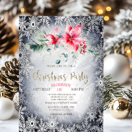 Invitación Navidades de Watercolor Poinsettia Stars