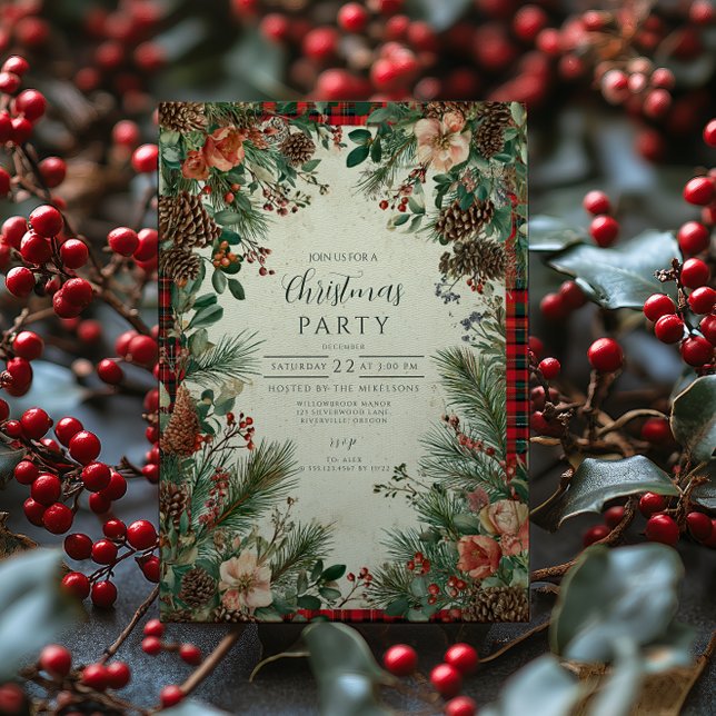Invitación Navidades de Winter Berry Pine (Subido por el creador)