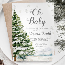 Invitación Navidades de Winter Evergreen Baby Shower