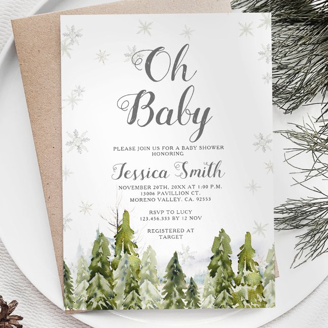Invitación Navidades de Winter Evergreen Baby Shower (Subido por el creador)