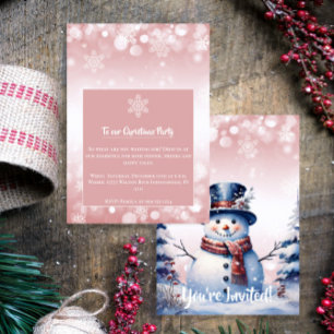 Invitación Navidades de Winter Forest Snowman Fiesta rosa