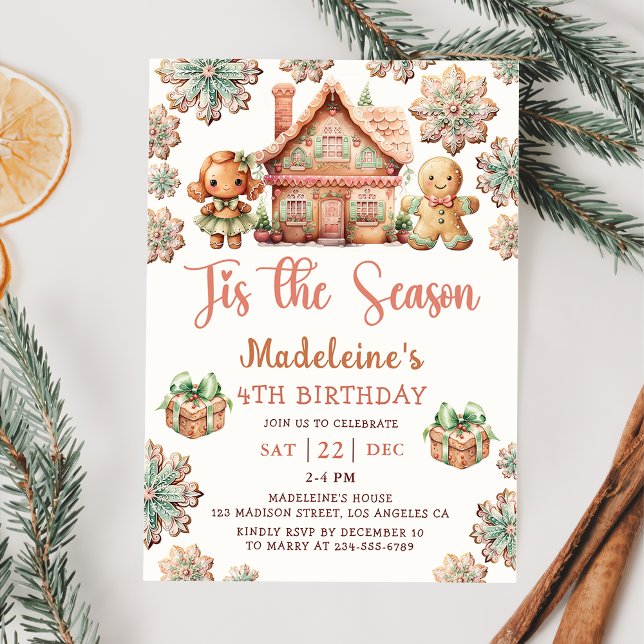 Invitación Navidades de Winter Gingerbread Fiesta de Cumpleañ (Subido por el creador)