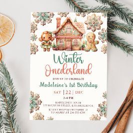 Invitación Navidades de Winter Onederland Gingerbread Cumplea