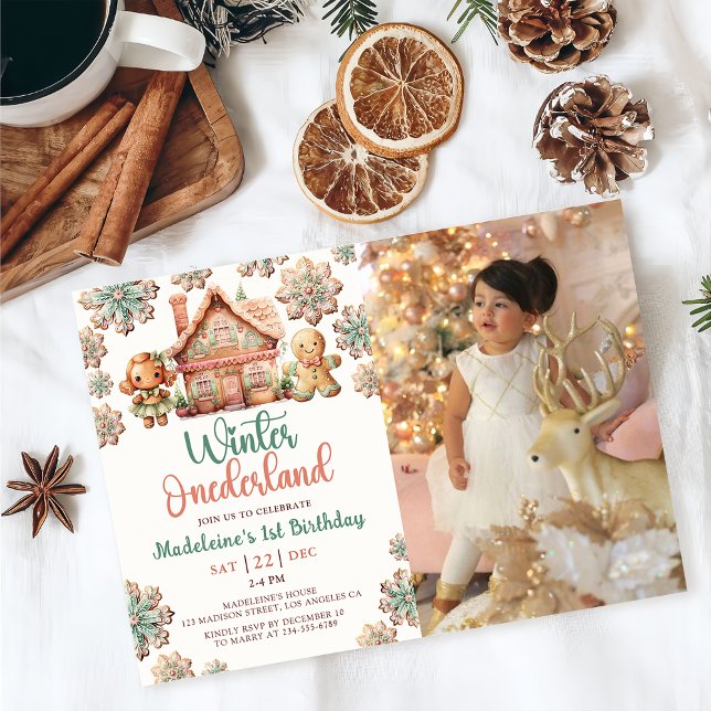 Invitación Navidades de Winter Onederland Gingerbread Cumplea (Subido por el creador)