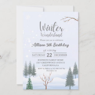 Invitación Navidades de Winter Wonderland Fiesta de Cumpleaño