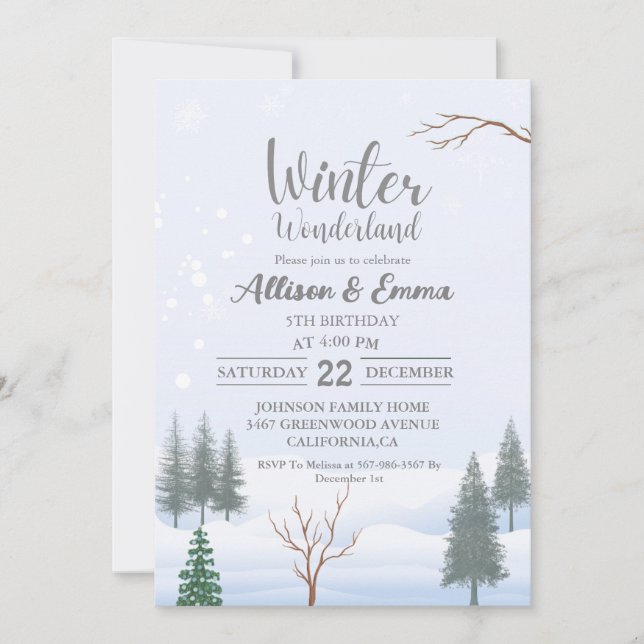 Invitación Navidades de Winter Wonderland Fiesta de cumpleaño (Anverso)