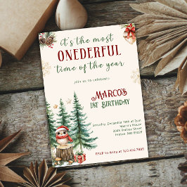 Invitación Navidades de Winter Wonderland Primer Fiesta de cu