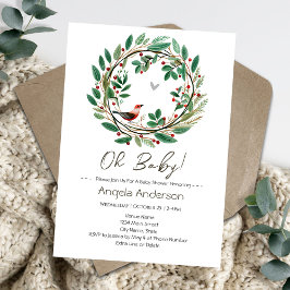 Invitación Navidades de Winter Wreath Berry Baby Shower