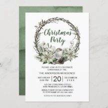 Navidades de Winter Wreath Poinsettia y Bird