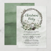 Navidades de Winter Wreath Poinsettia y Bird