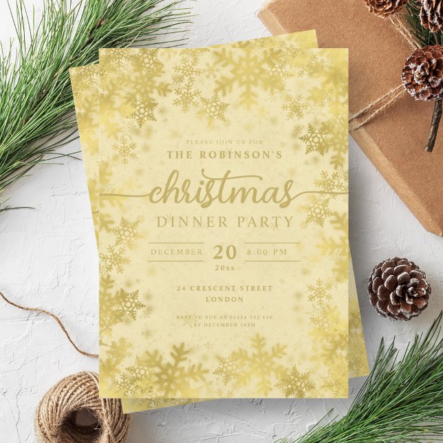 Invitación Navidades de Wonderland Gold Modern (Modern Gold Winter Wonderland Christmas Invitation)