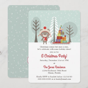 Invitación Navidades de Woodland Bear