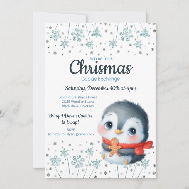 Invitación Navidades de Woodland Fiesta de Cookie Exchange (Anverso)