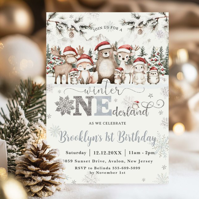 Invitación Navidades de Woodland Winter ONEderland Primer cum (Subido por el creador)