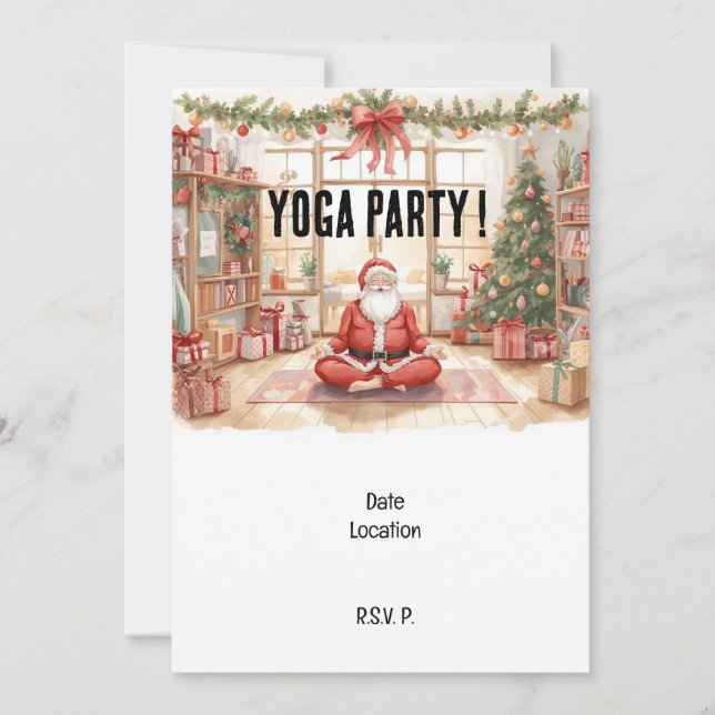 Invitación Navidades de yoga instructor de Santa Claus (Anverso)