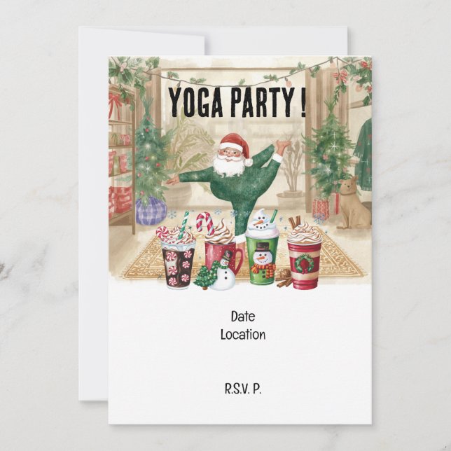 Invitación Navidades de yoga instructor de Santa Claus (Anverso)