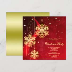 Invitación Navidades decorados con copos de nieve y estrellas