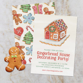 Invitación Navidades decorativos de la casa acuarela Gingerbr