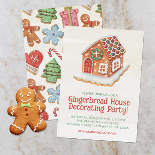 Invitación Navidades decorativos de la casa acuarela Gingerbr