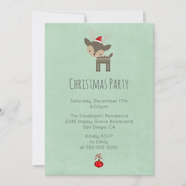 Invitación Navidades Deer En Una Fiesta De Vacaciones En Sant (Anverso)