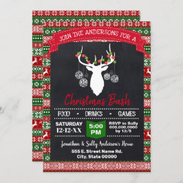 Invitación Navidades Deer Ugly Sweater Fiesta