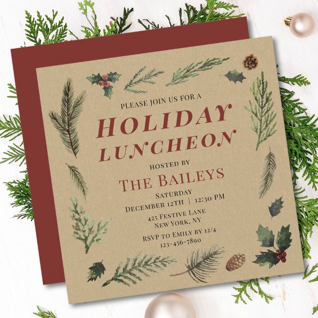Invitación Navidades del almuerzo de vacaciones Floral de inv (Subido por el creador)