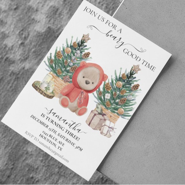 Invitación Navidades del Birthday Boho Teddy Bear (Subido por el creador)