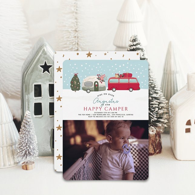Invitación Navidades del Camper Feliz Foto de Primer Cumpleañ (Subido por el creador)