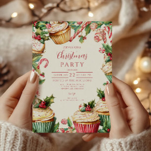 Invitación Navidades del Candy Cane Cupcake