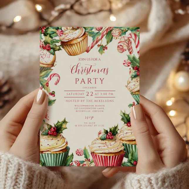 Invitación Navidades del Candy Cane Cupcake (Subido por el creador)