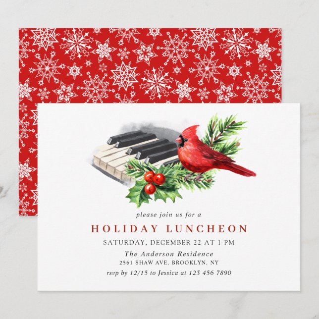 Invitación Navidades del Cardenal Holly Berry HOLIDAY LUNCHEO (Anverso / Reverso)