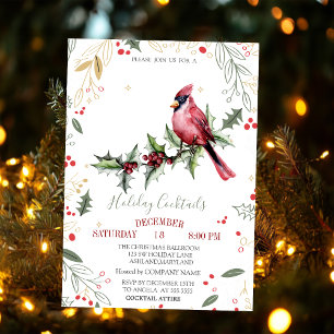 Invitación Navidades del Cardenal Rojo Holly Berry Company