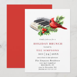 Invitación Navidades del Cardenal Rojo Holly Berry HOLIDAY BR