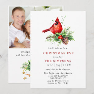 Invitación Navidades del Cardenal Rojo Holly Berry Holiday EV
