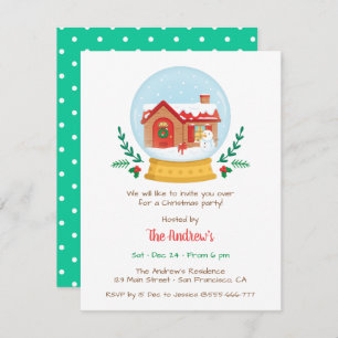 Invitación Navidades del Cosy Cottage Snowman Snow Globe Fies