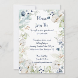 Invitación Navidades del Dusty Blue Sage Green Snowflakes Fie