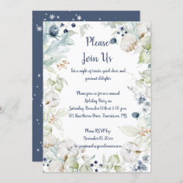 Invitación Navidades del Dusty Blue Sage Green Snowflakes Fie