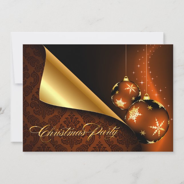 Invitación Navidades del Embellecedor Elegante de Oro Negro B (Anverso)