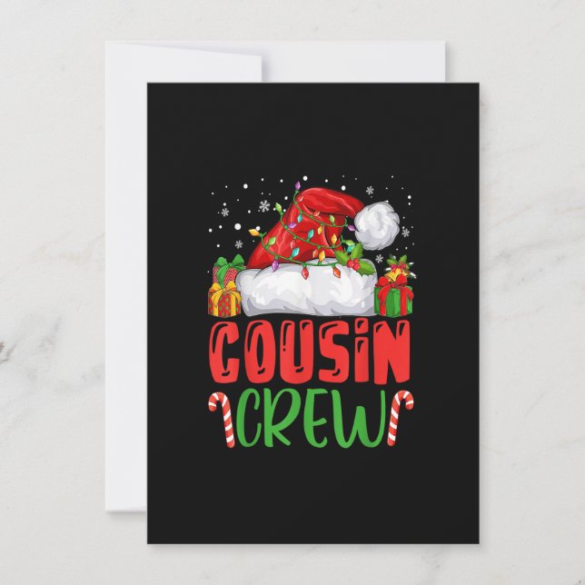 Invitación Navidades del equipo de primos Santa Hat alumbran  (Anverso)