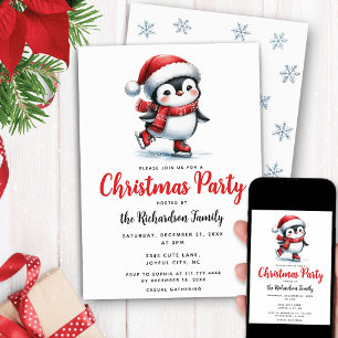 Invitación Navidades del Festival de Patinaje Hielo Cute Peng