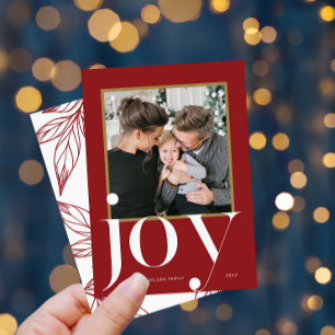 Invitación Navidades del Foliage de Joy Red Framed Photo Wint