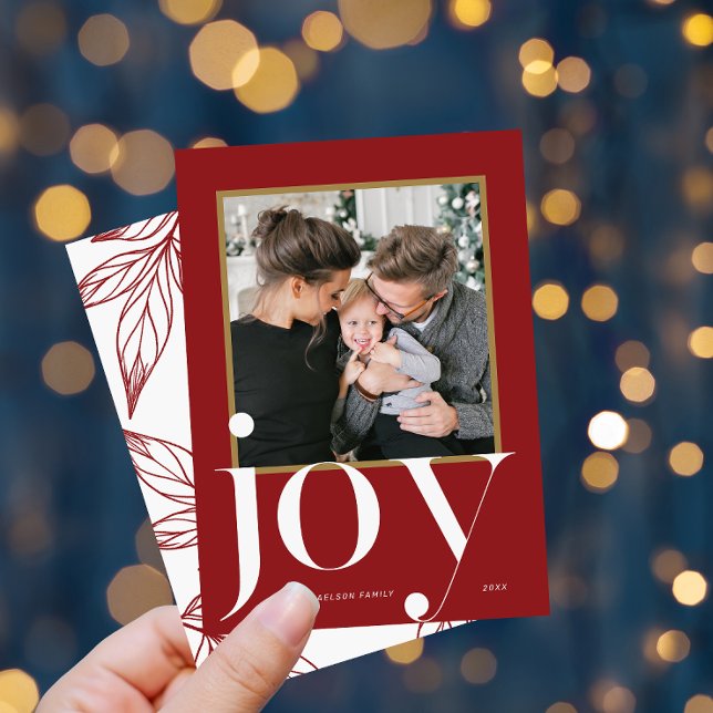 Invitación Navidades del Foliage de Joy Red Framed Photo Wint (Subido por el creador)