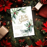 Invitación Navidades Del Foliage De The Season Winter Berries<br><div class="desc">Prepárese para su celebración de vacaciones con esta hermosa invitación que incluye vegetación tradicional de invierno adornada con bayas y la elegante frase "Esta es la temporada" en una impresionante tipografía. Este diseño refleja perfectamente la esencia de la temporada e invita a sus huéspedes a unirse a las fiestas. Puede...</div>